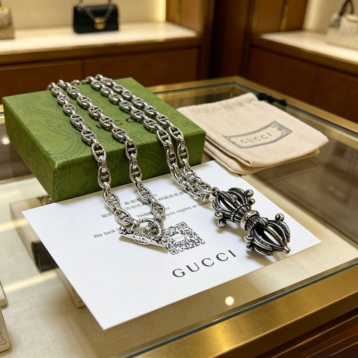 Gucci Anger Forest Chain Distressed Vintage-Inspired Necklace – Style 61 - image 6