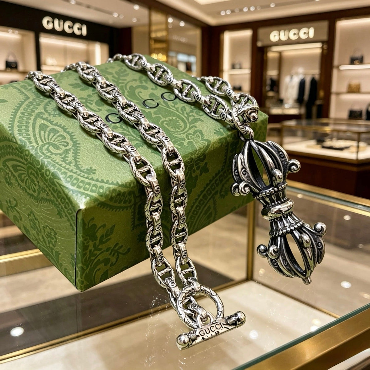 Gucci Anger Forest Chain Distressed Vintage-Inspired Necklace – Style 61 - image 5