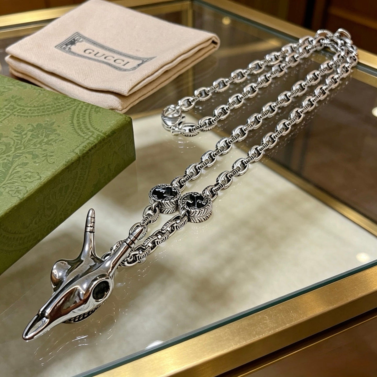 Gucci Anger Forest Chain Distressed Vintage-Inspired Pendant – Style 04 - image 8