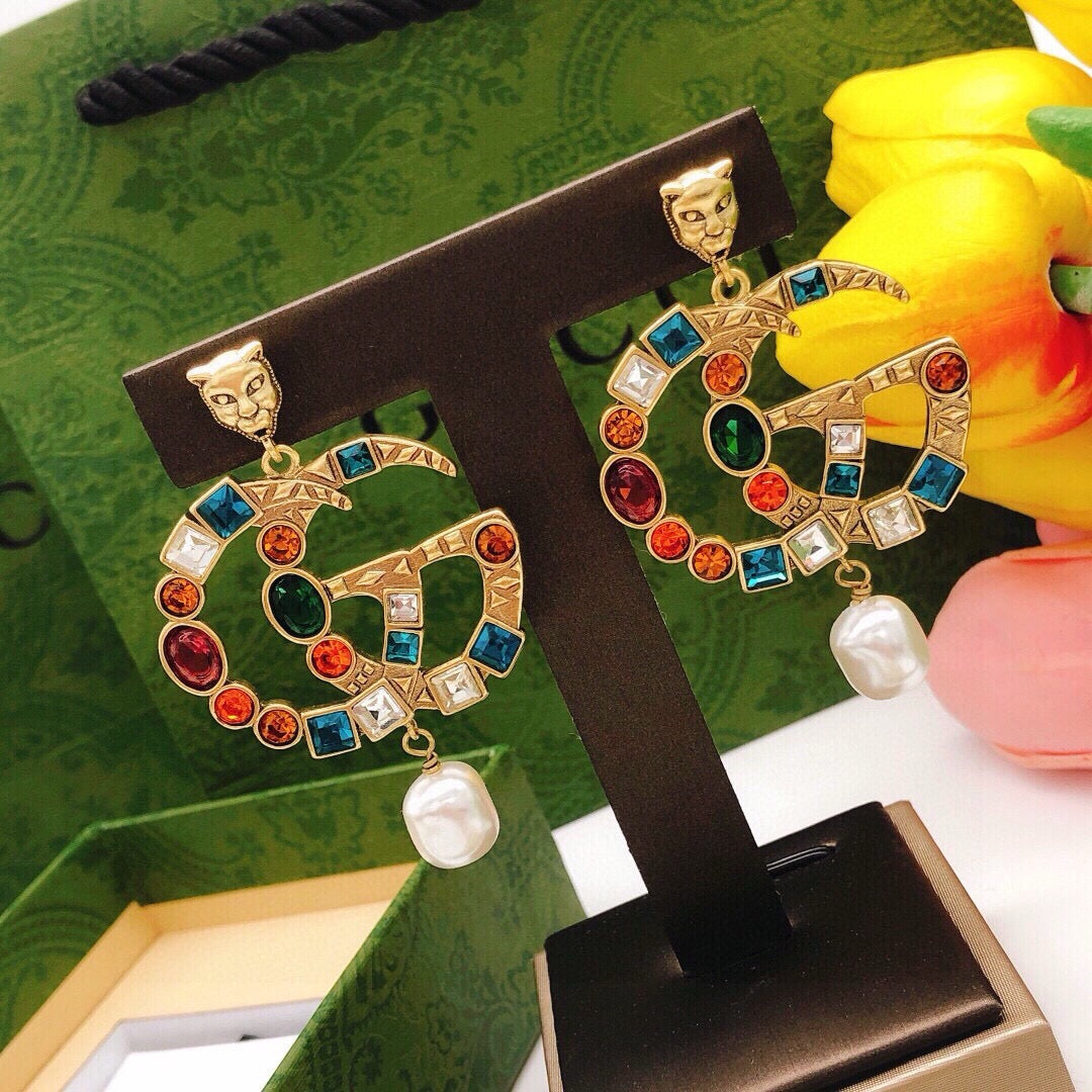 Gucci Crystal Distressed Stud Earrings – Style 05 - image 7