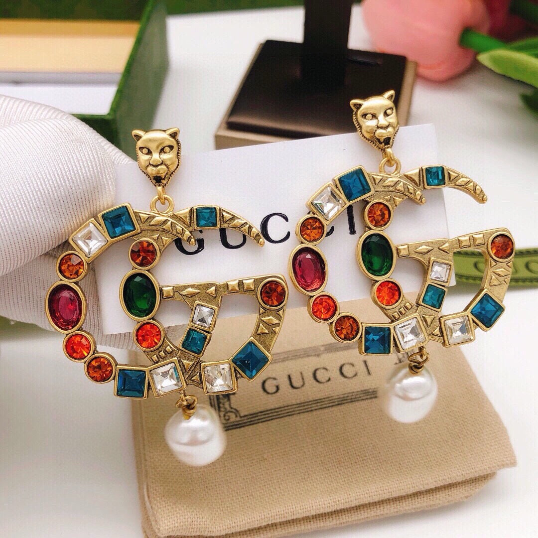Gucci Crystal Distressed Stud Earrings – Style 05 - image 5