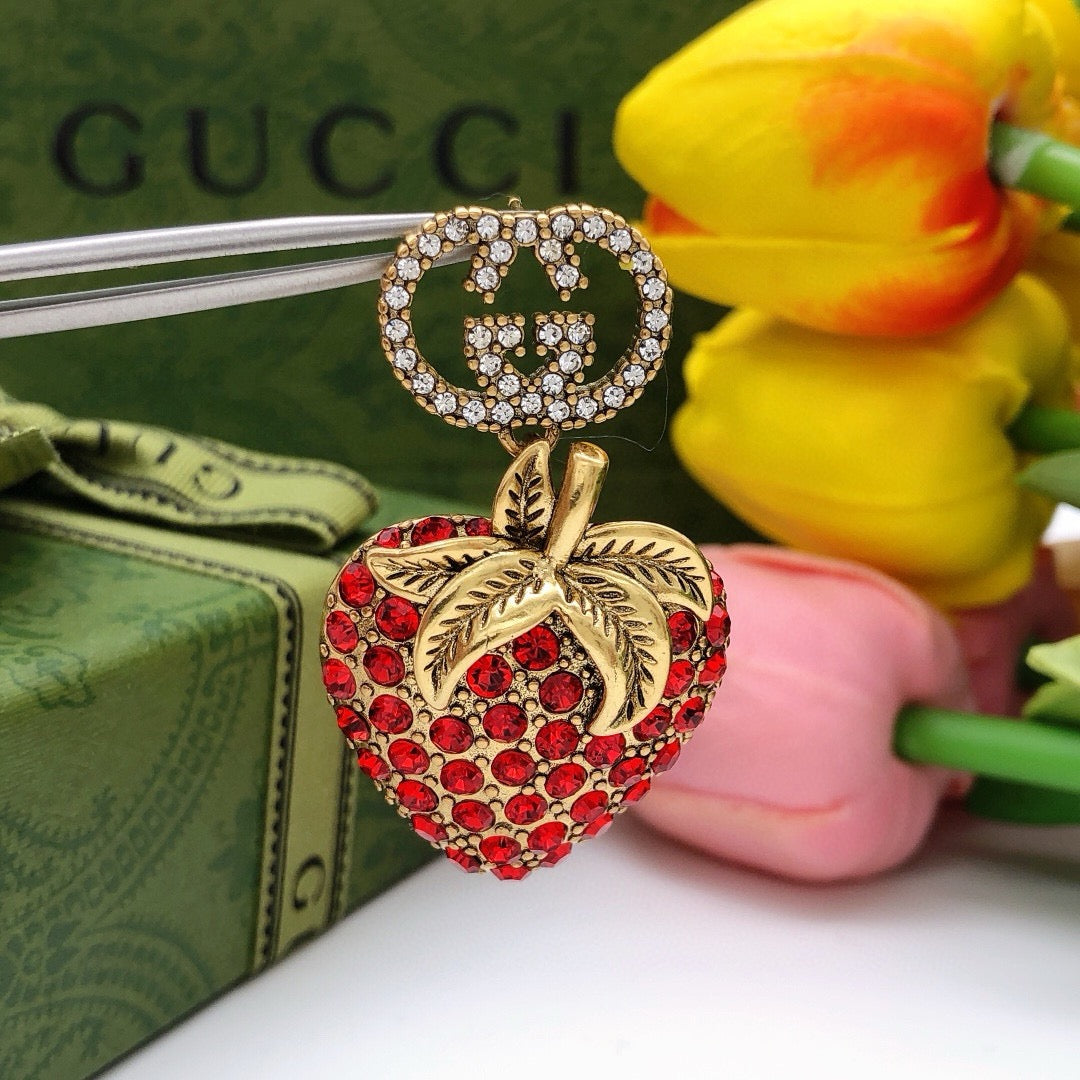 Gucci Vintage-Inspired Red Gold-Tone Hair Clip - image 4