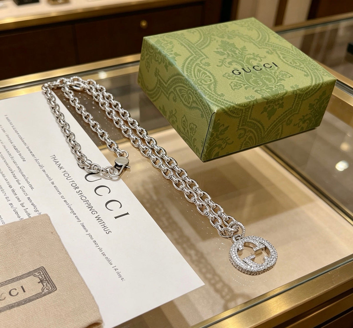 Gucci Anger Forest Pavé Crystal Chain Distressed Necklace – Style 04 - image 8