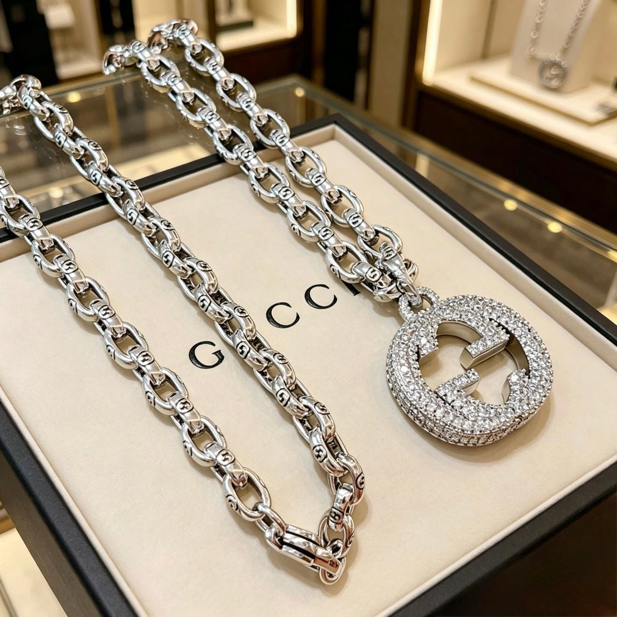 Gucci Anger Forest Pavé Crystal Chain Distressed Necklace – Style 04 - image 2