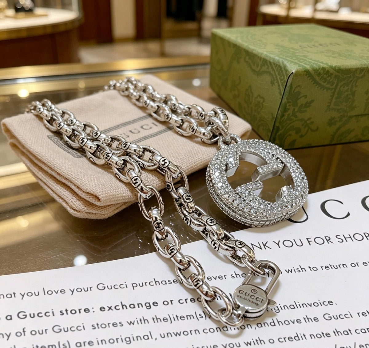 Gucci Anger Forest Pavé Crystal Chain Distressed Necklace – Style 04 - image 5