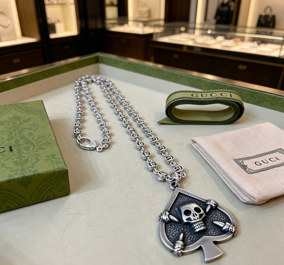 Gucci Anger Forest Skull Chain Distressed Necklace – Style 02 - image 4