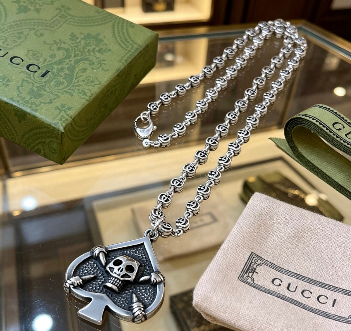 Gucci Anger Forest Skull Chain Distressed Necklace – Style 02 - image 2