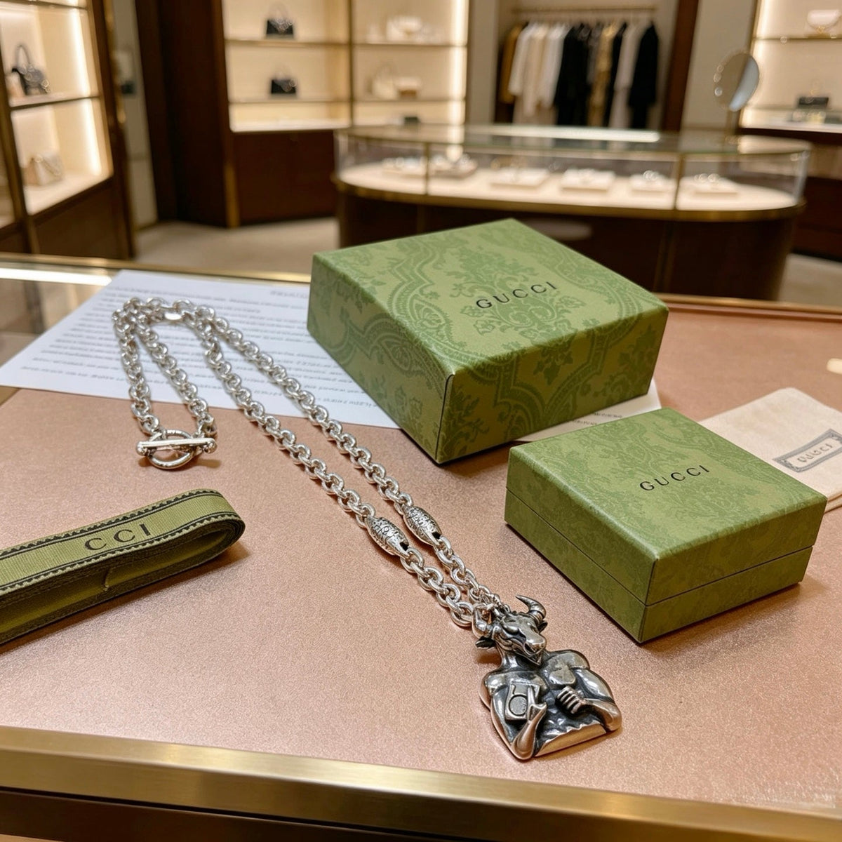 Gucci Anger Forest Chain Distressed Vintage-Inspired Necklace – Style 71 - image 5