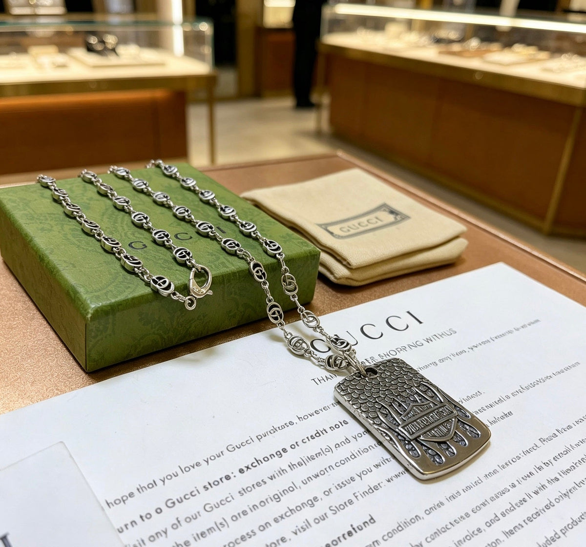 Gucci Anger Forest Chain Distressed Necklace – Style 85 - image 5