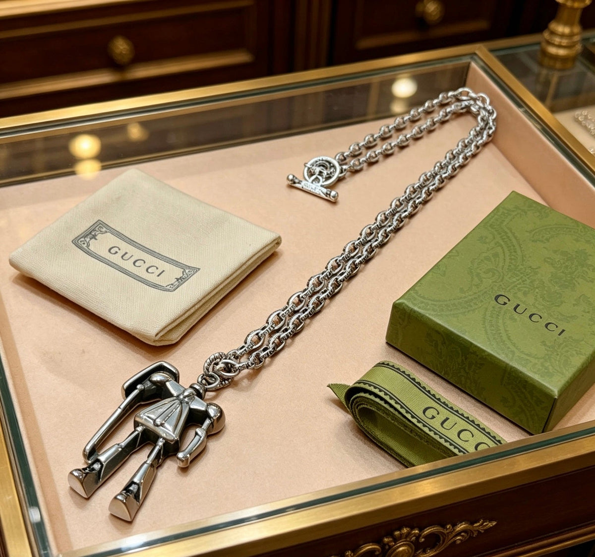 Gucci Anger Forest Chain Distressed Vintage Silver-Tone Necklace – Style 22 - image 8