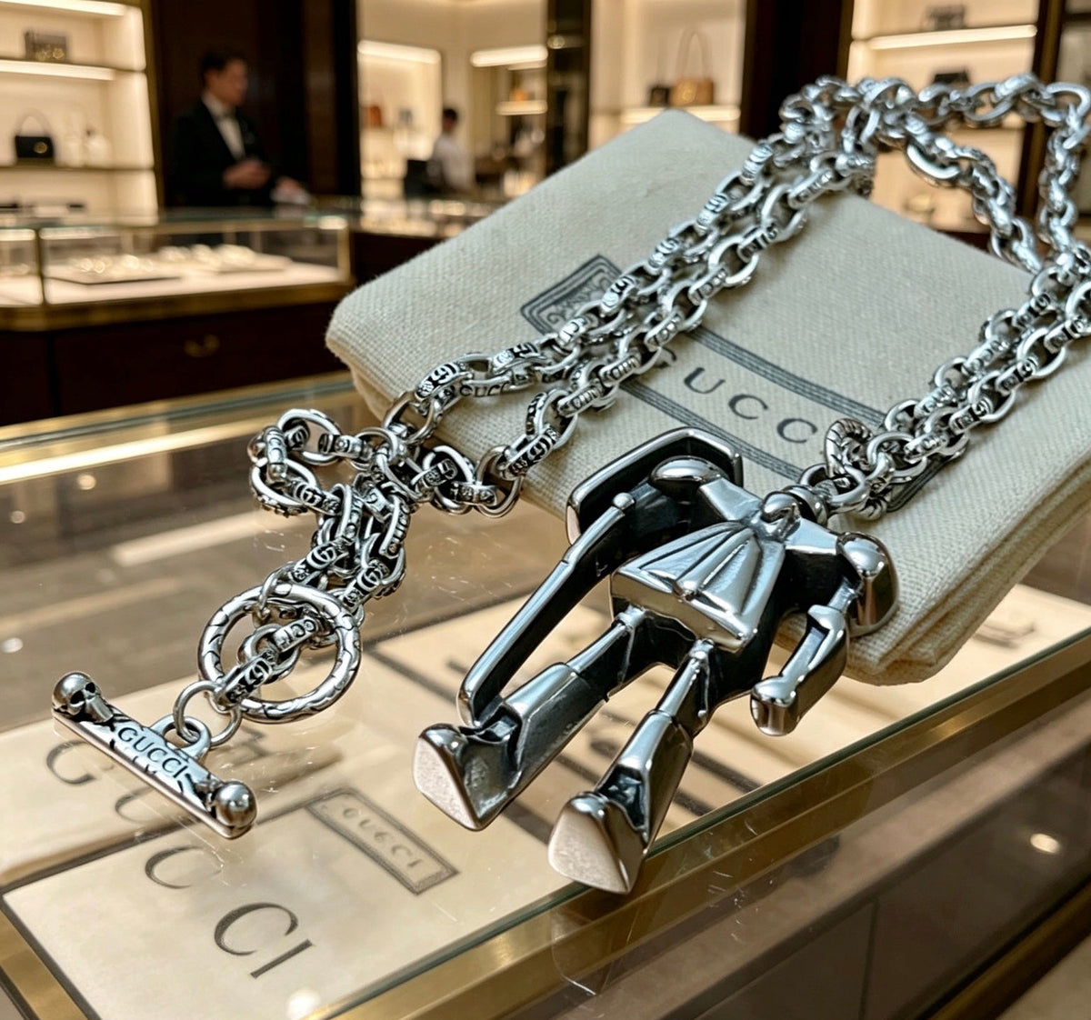 Gucci Anger Forest Chain Distressed Vintage Silver-Tone Necklace – Style 22 - image 2