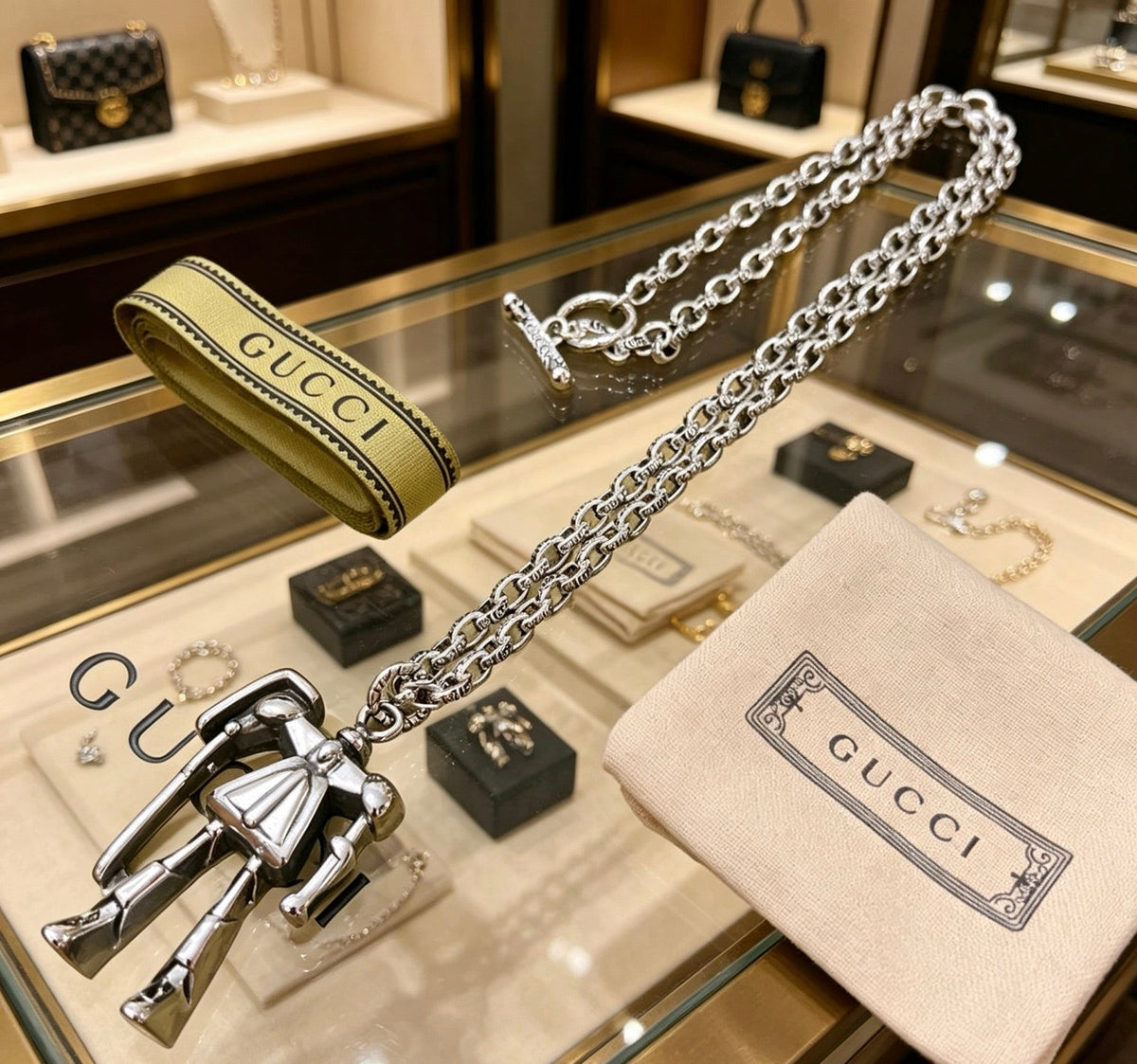 Gucci Anger Forest Chain Distressed Vintage Silver-Tone Necklace – Style 22 - image 5