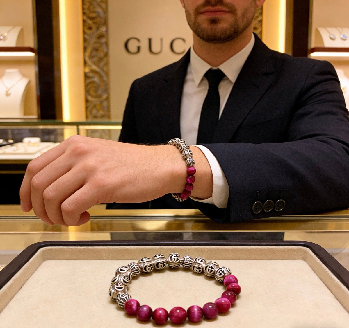 Gucci Anger Forest Tiger Eye Crystal Distressed Bracelet – Style 02 - image 6
