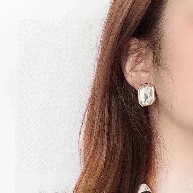 Balenciaga Square Crystal Brass 18K Gold-Tone Stud Earrings - image 4