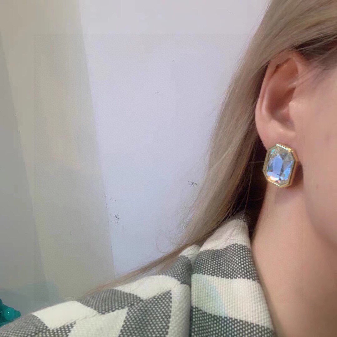 Balenciaga Square Crystal Brass 18K Gold-Tone Stud Earrings - image 3