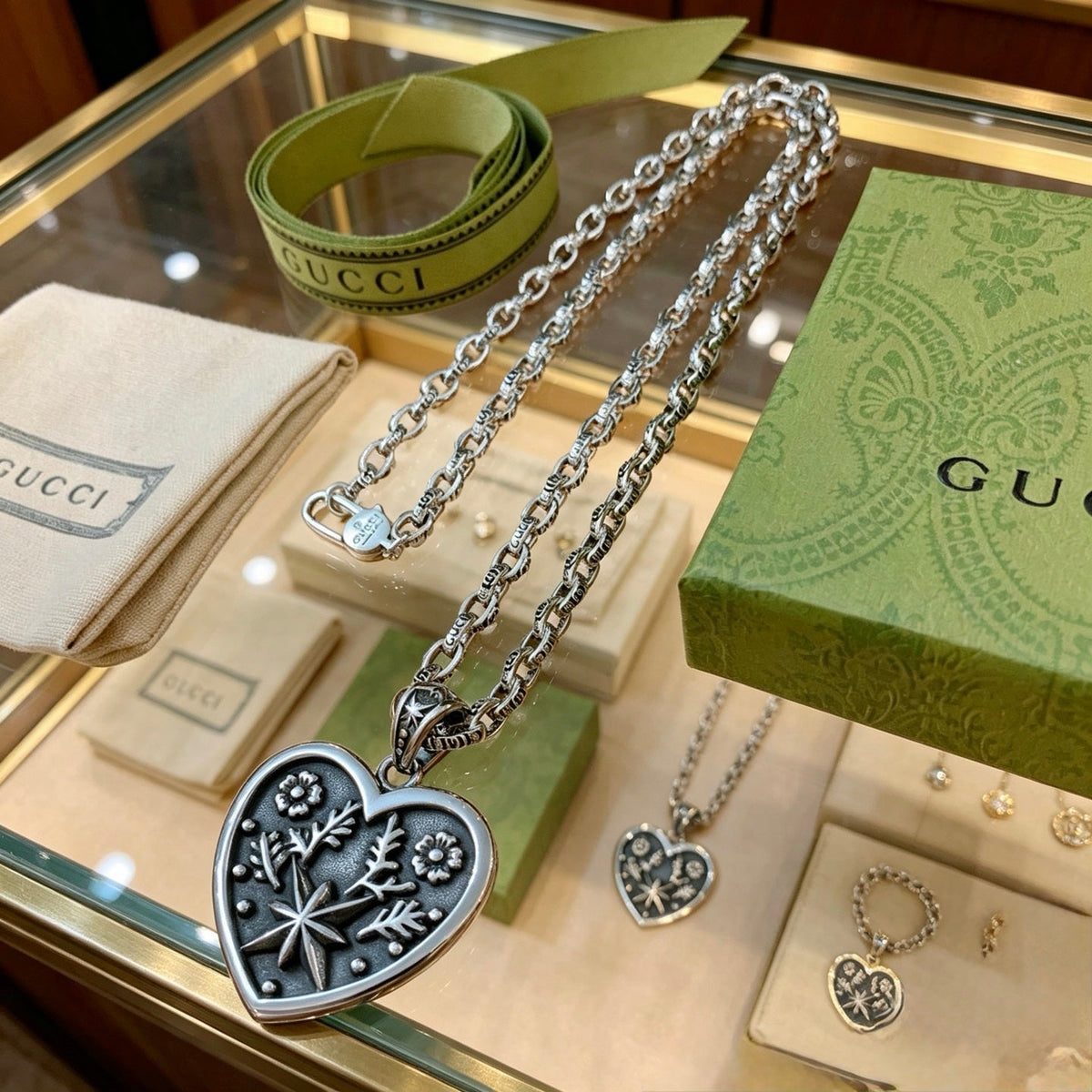 Gucci Anger Forest Chain Distressed Vintage Silver-Tone Necklace – Style 04 - image 6