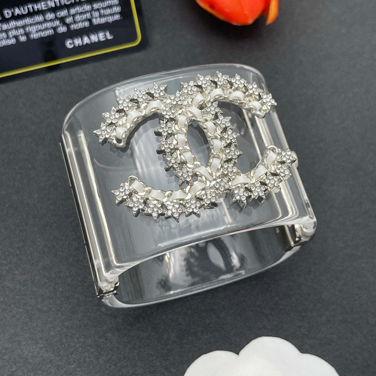 Chanel style acrylic resin bracelets - product photo 2