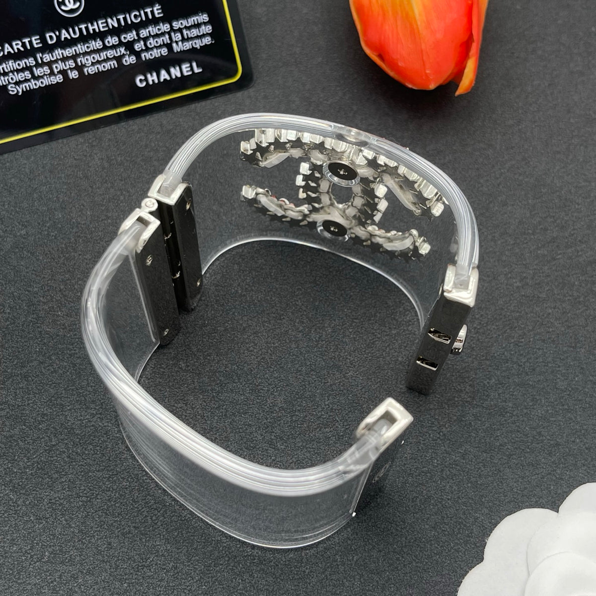 Chanel style acrylic resin bracelets - product photo 6