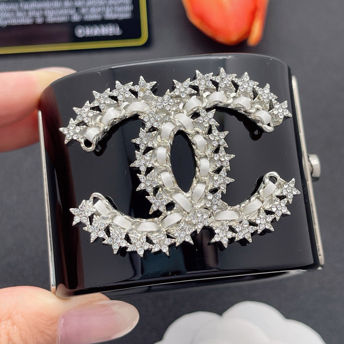 Chanel style acrylic resin bracelets - product photo 1