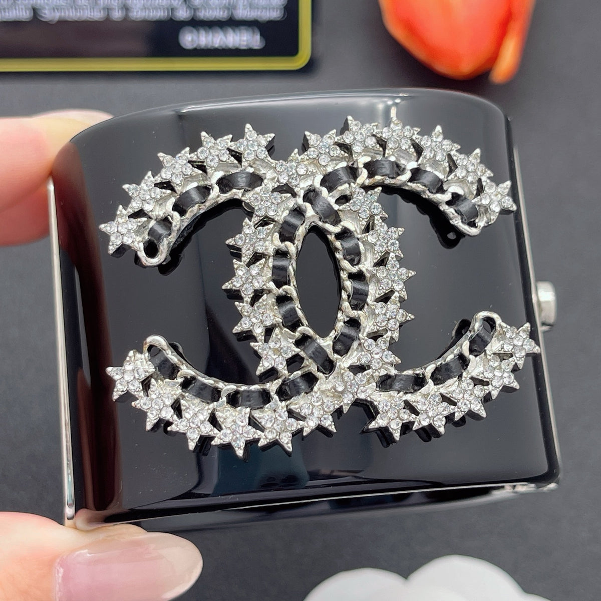 Chanel style acrylic resin bracelets - product photo 1