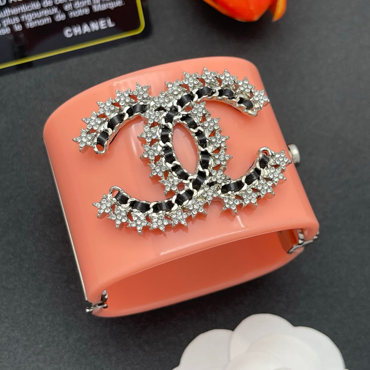 Chanel style acrylic resin bracelets - product photo 2