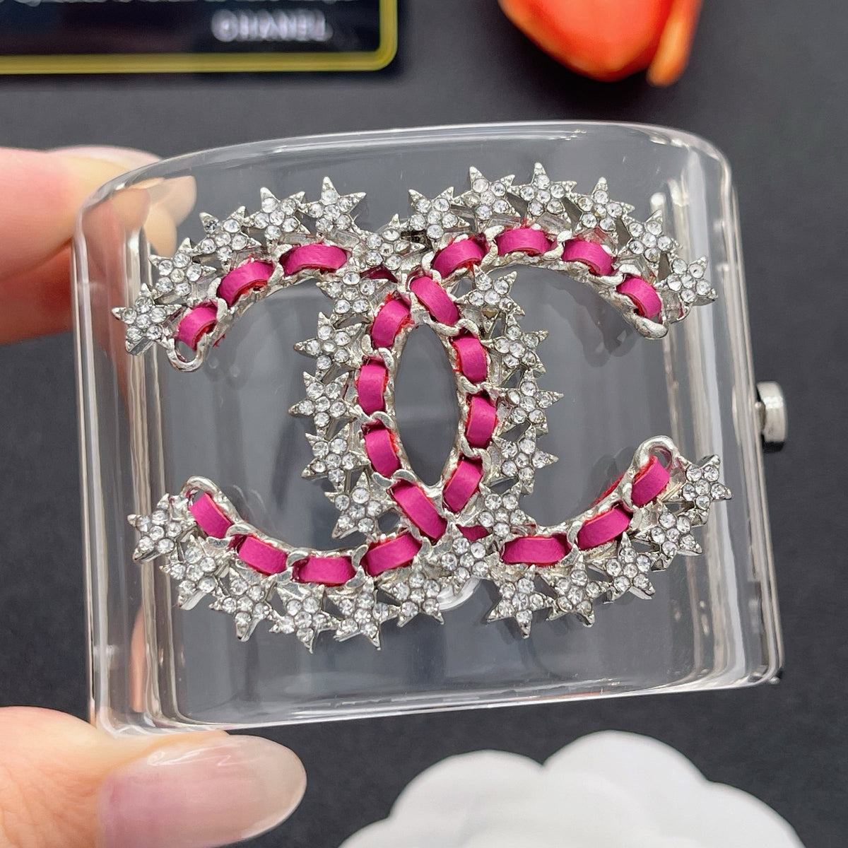 Chanel style acrylic resin bracelets - product photo 1