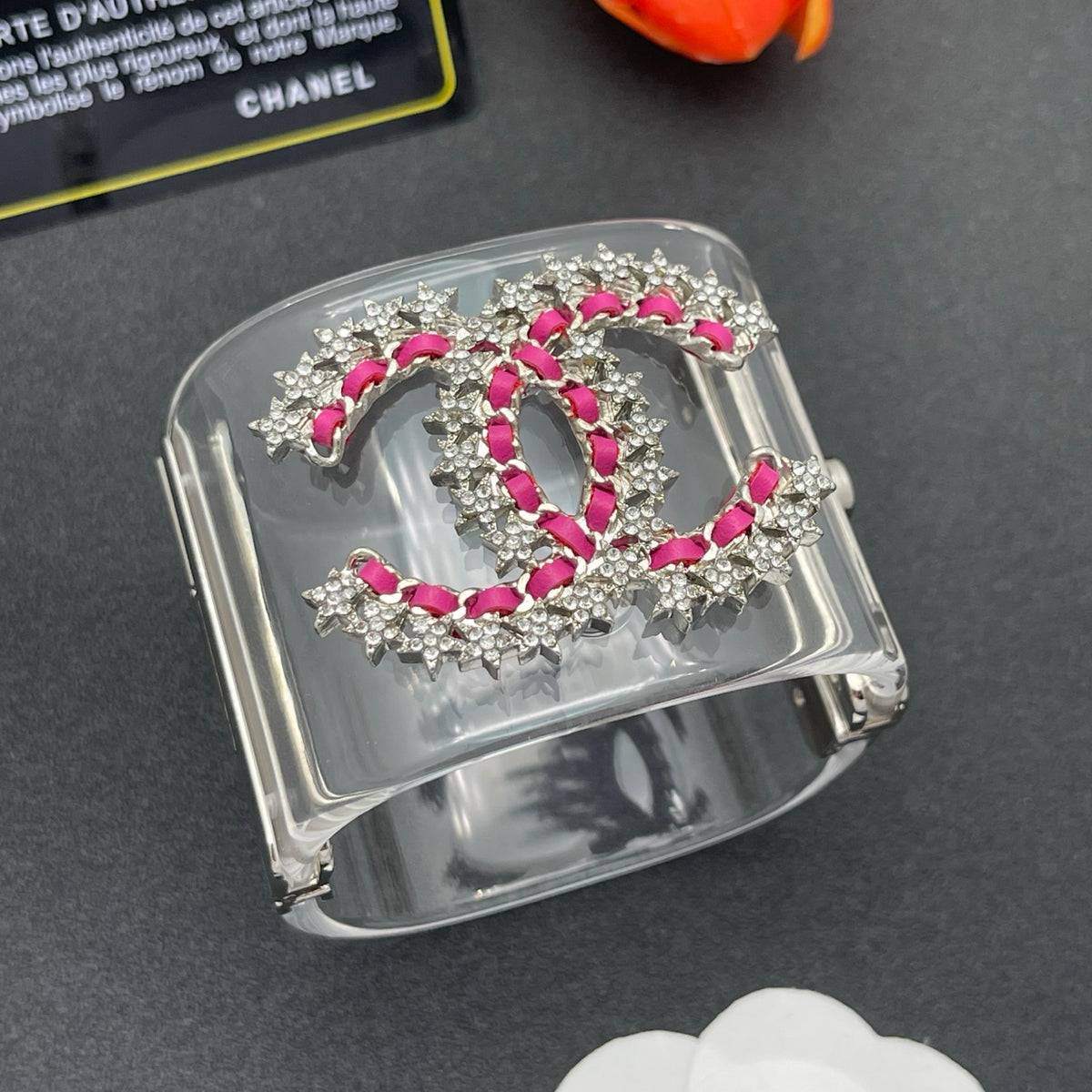 Chanel style acrylic resin bracelets - product photo 2