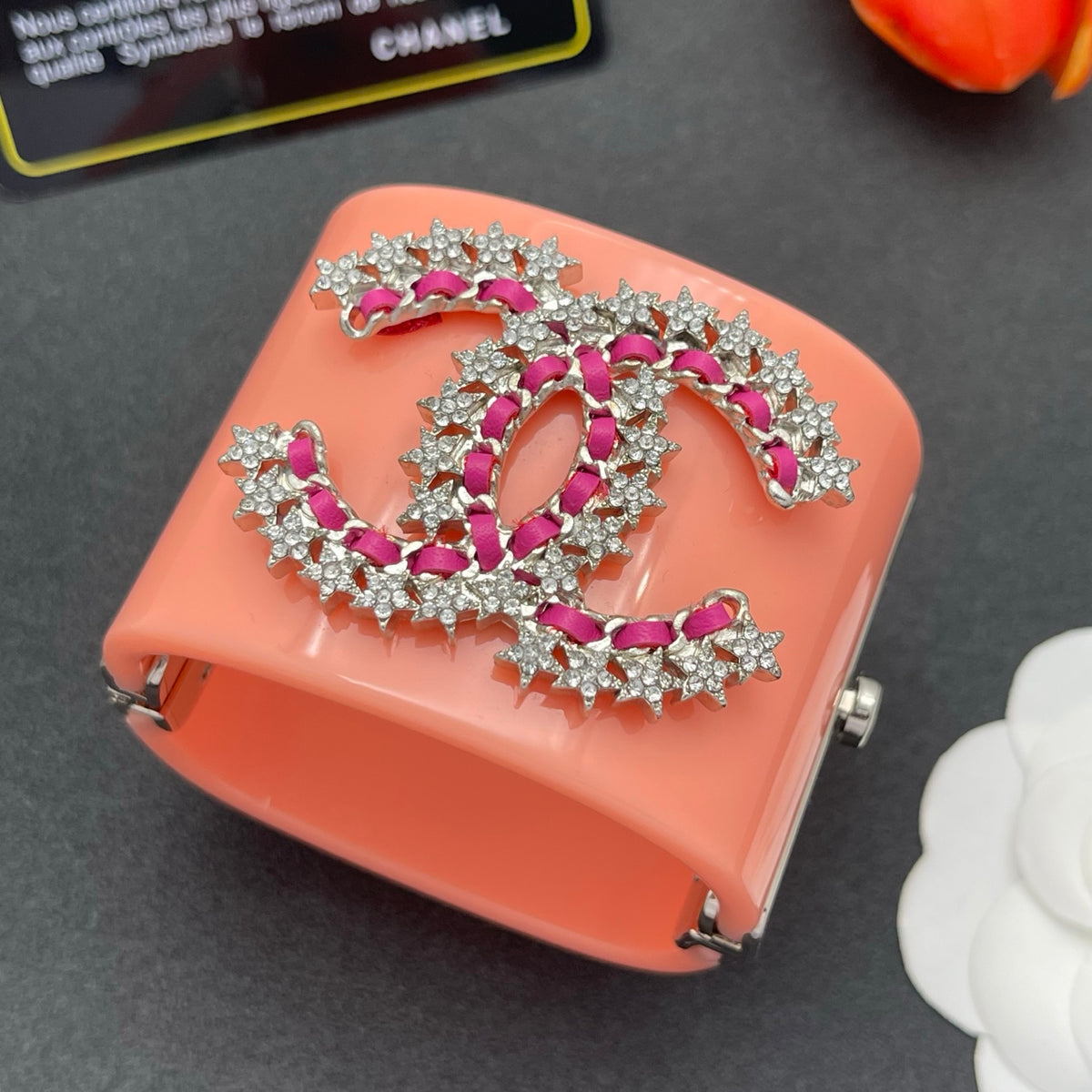 Chanel style acrylic resin bracelets - product photo 3