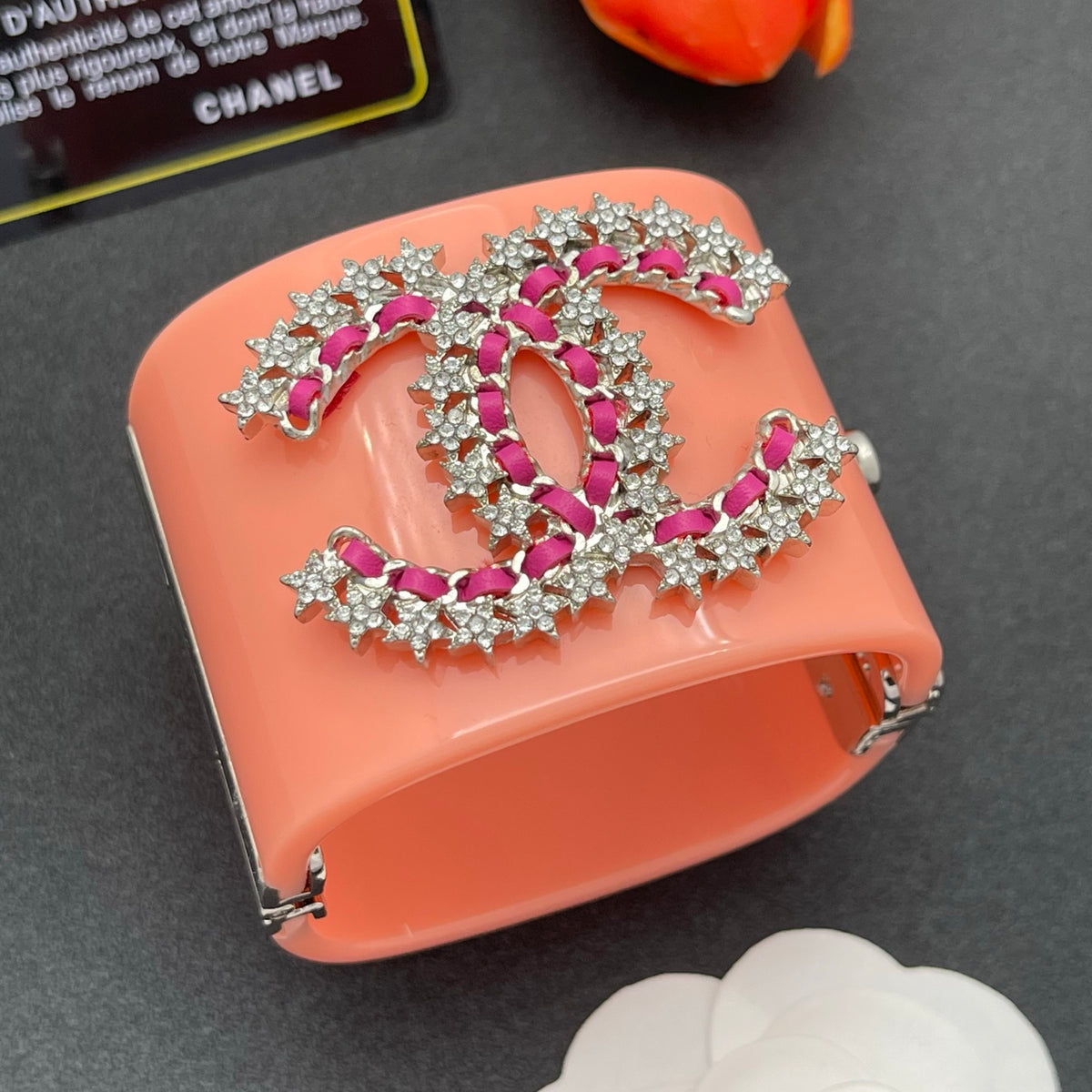 Chanel style acrylic resin bracelets - product photo 2
