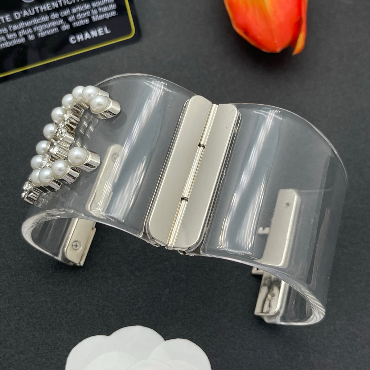 Chanel style acrylic resin bracelets - product photo 5