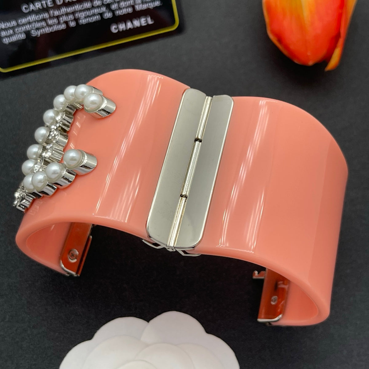 Chanel style acrylic resin bracelets - product photo 5