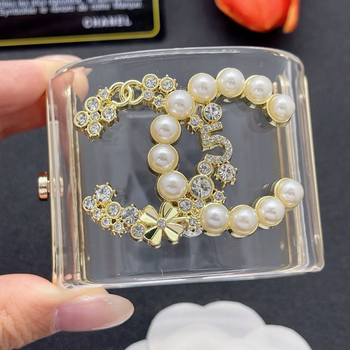 Chanel style acrylic resin bracelets - product photo 1