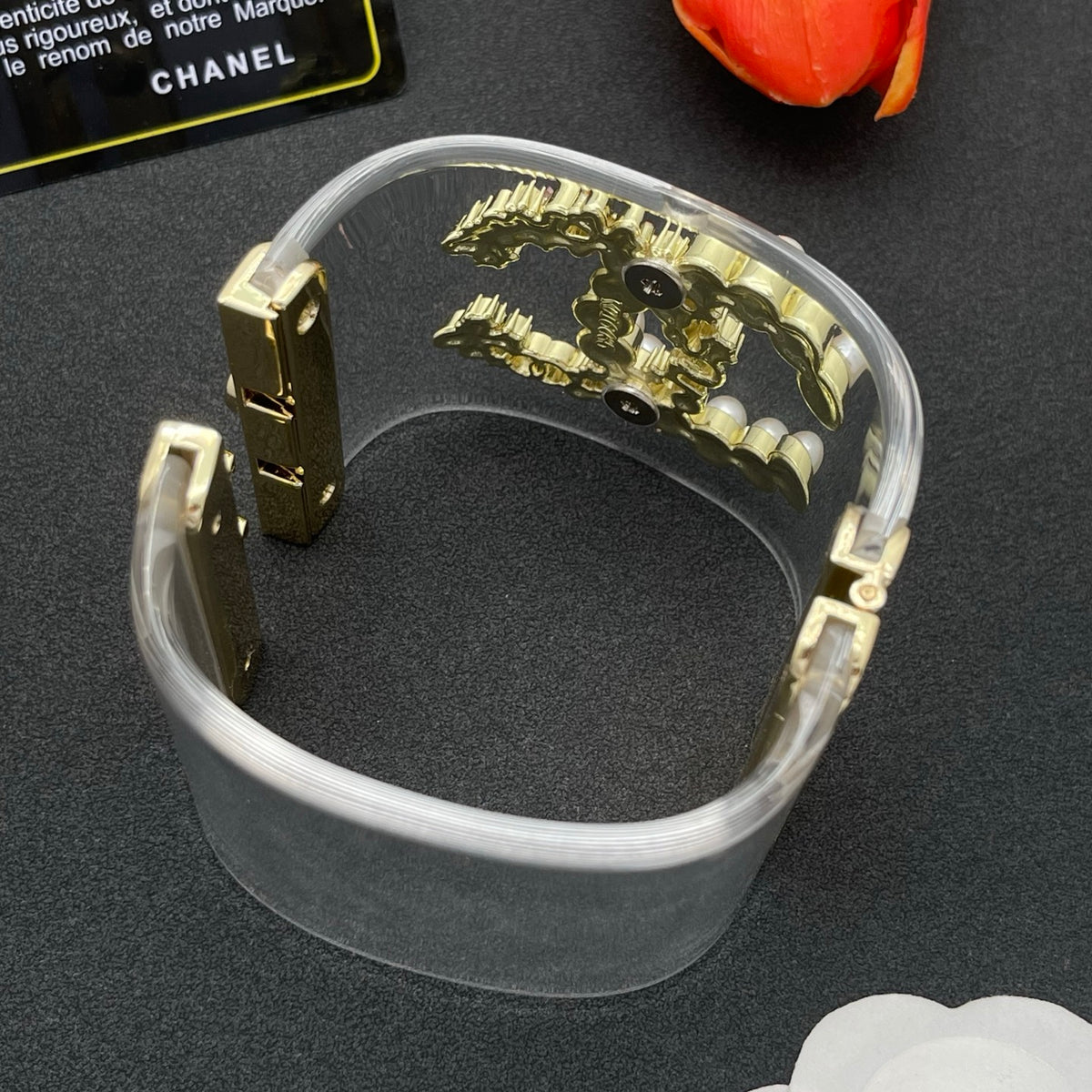 Chanel style acrylic resin bracelets - product photo 6