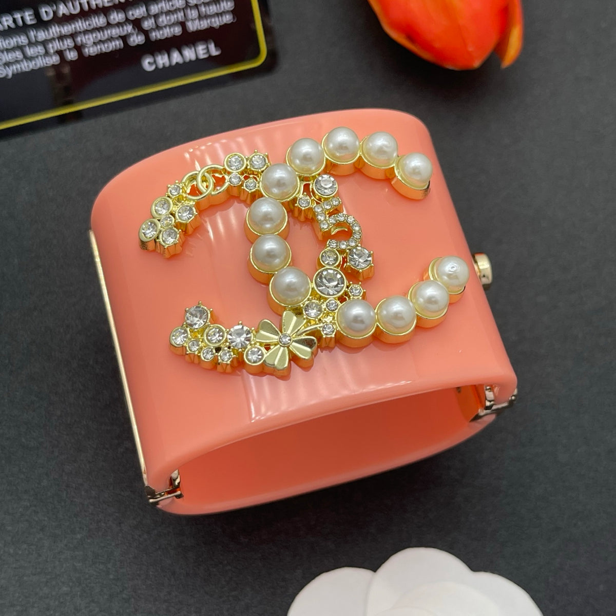 Chanel style acrylic resin bracelets - product photo 2