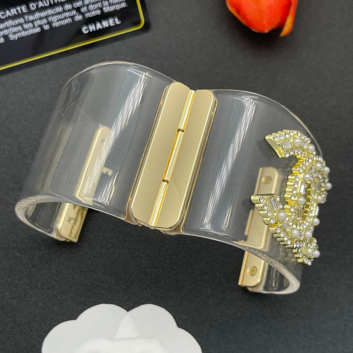 Chanel style acrylic resin bracelets - product photo 5