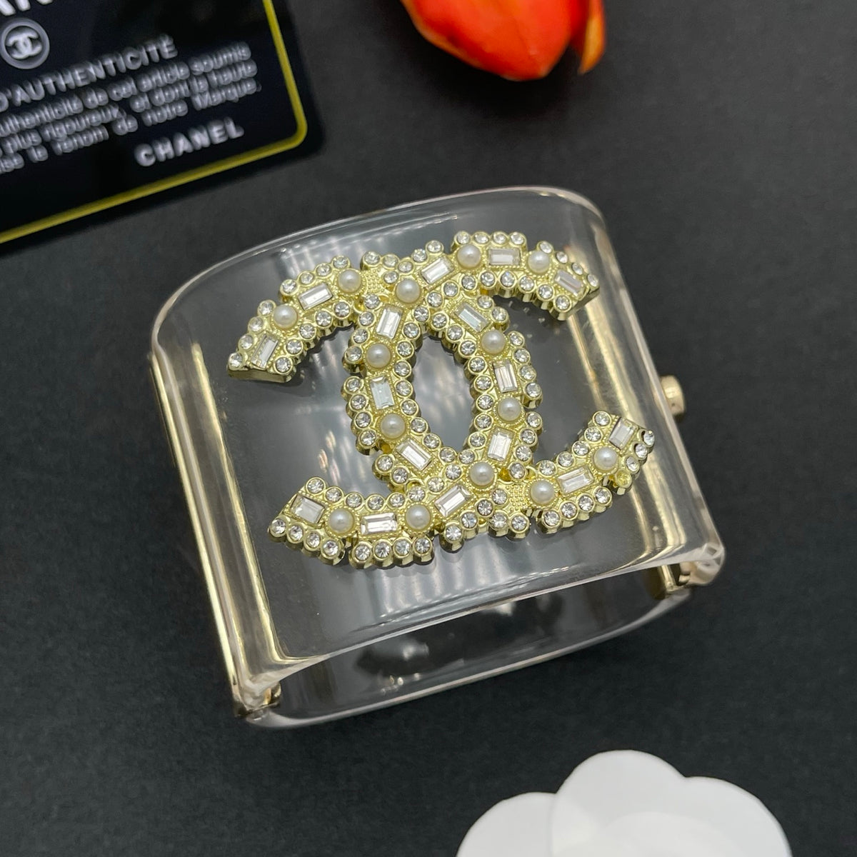 Chanel style acrylic resin bracelets - product photo 2