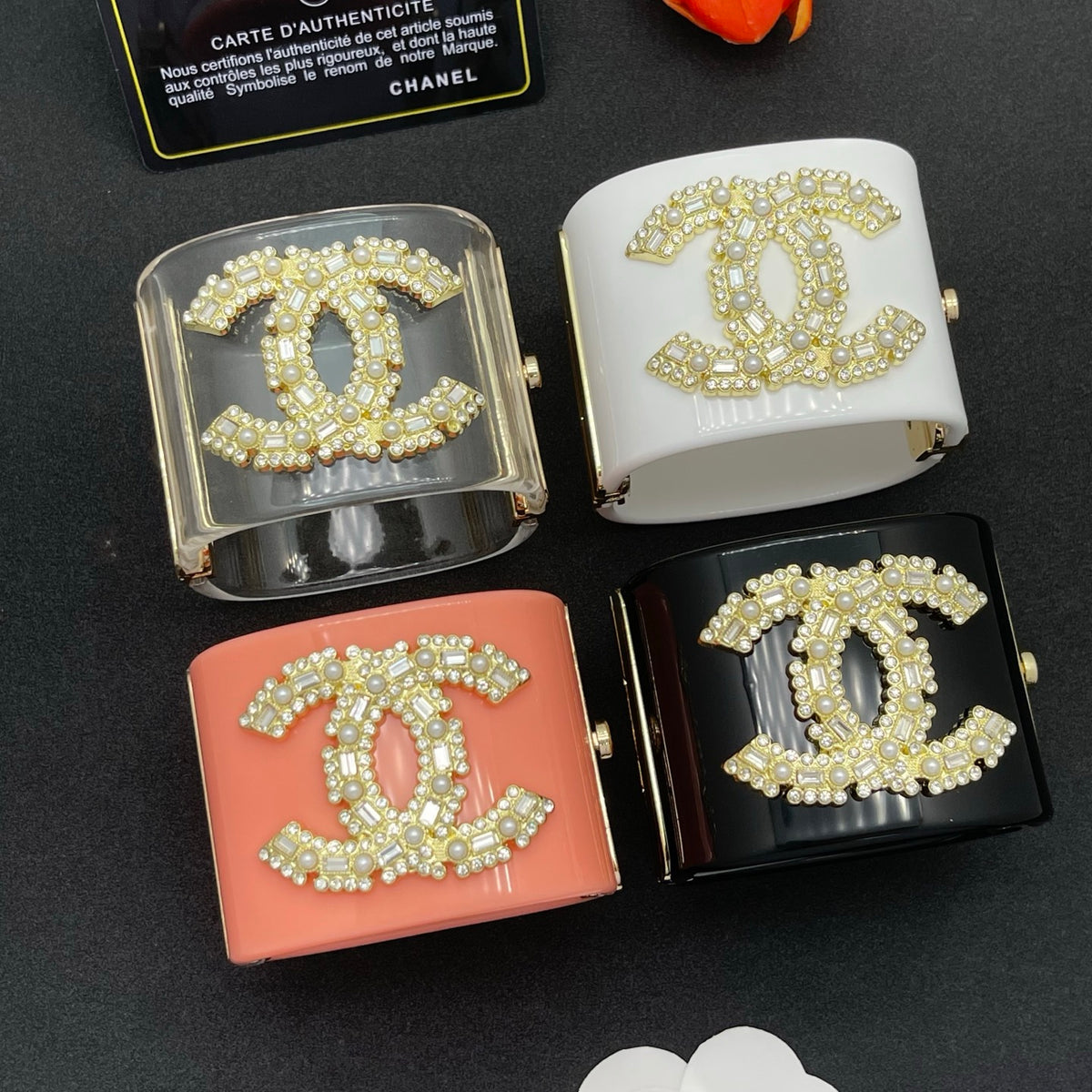 Chanel style acrylic resin bracelets - product photo 8