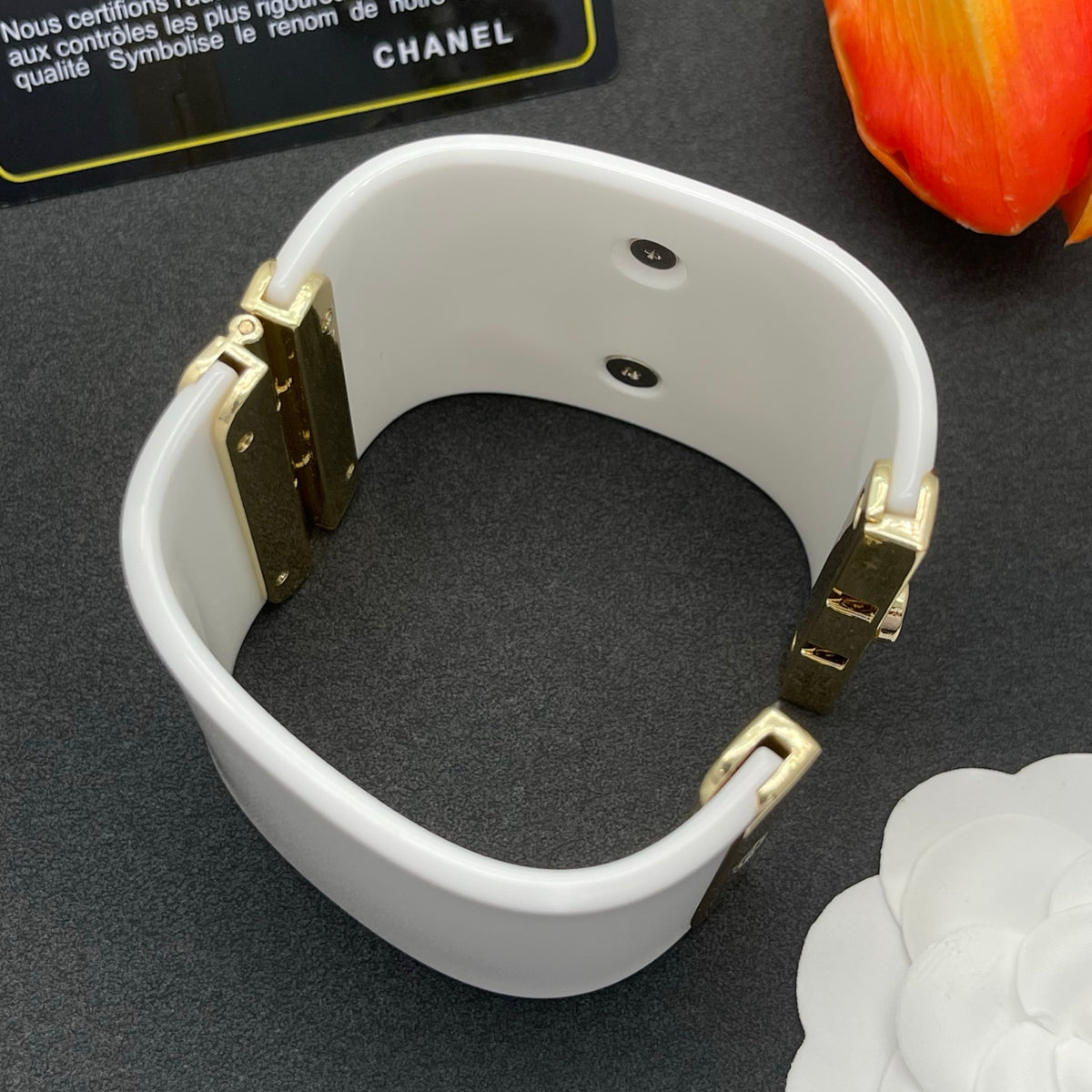 Chanel style acrylic resin bracelets - product photo 6