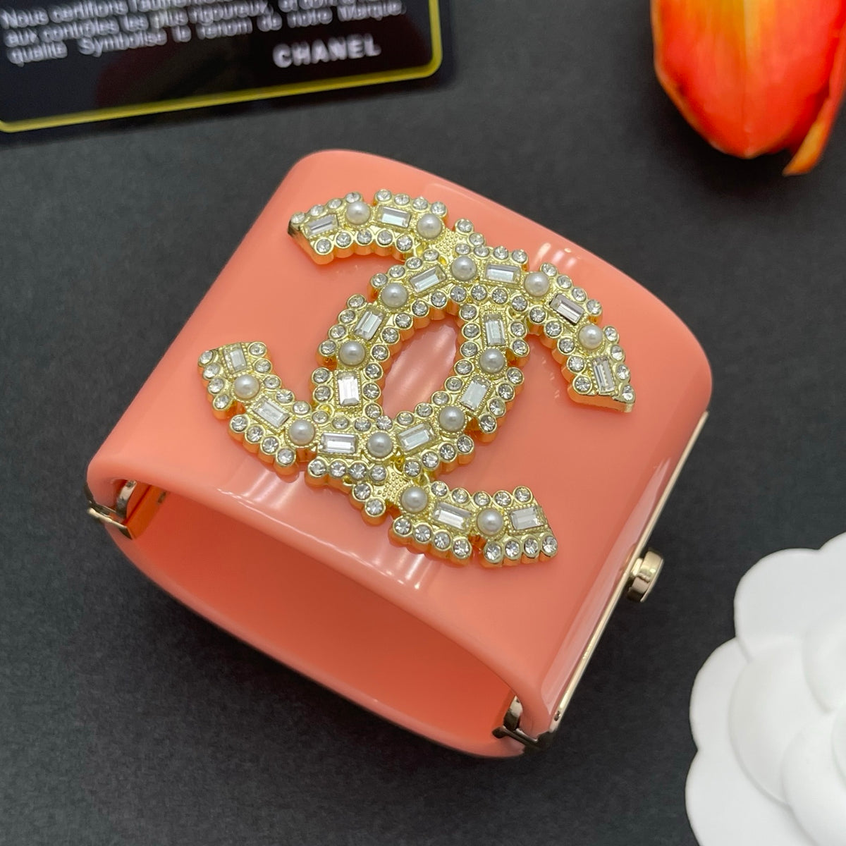 Chanel style acrylic resin bracelets - product photo 3