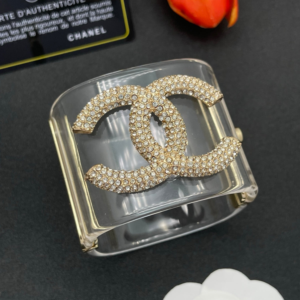 Chanel style acrylic resin bracelets - product photo 2