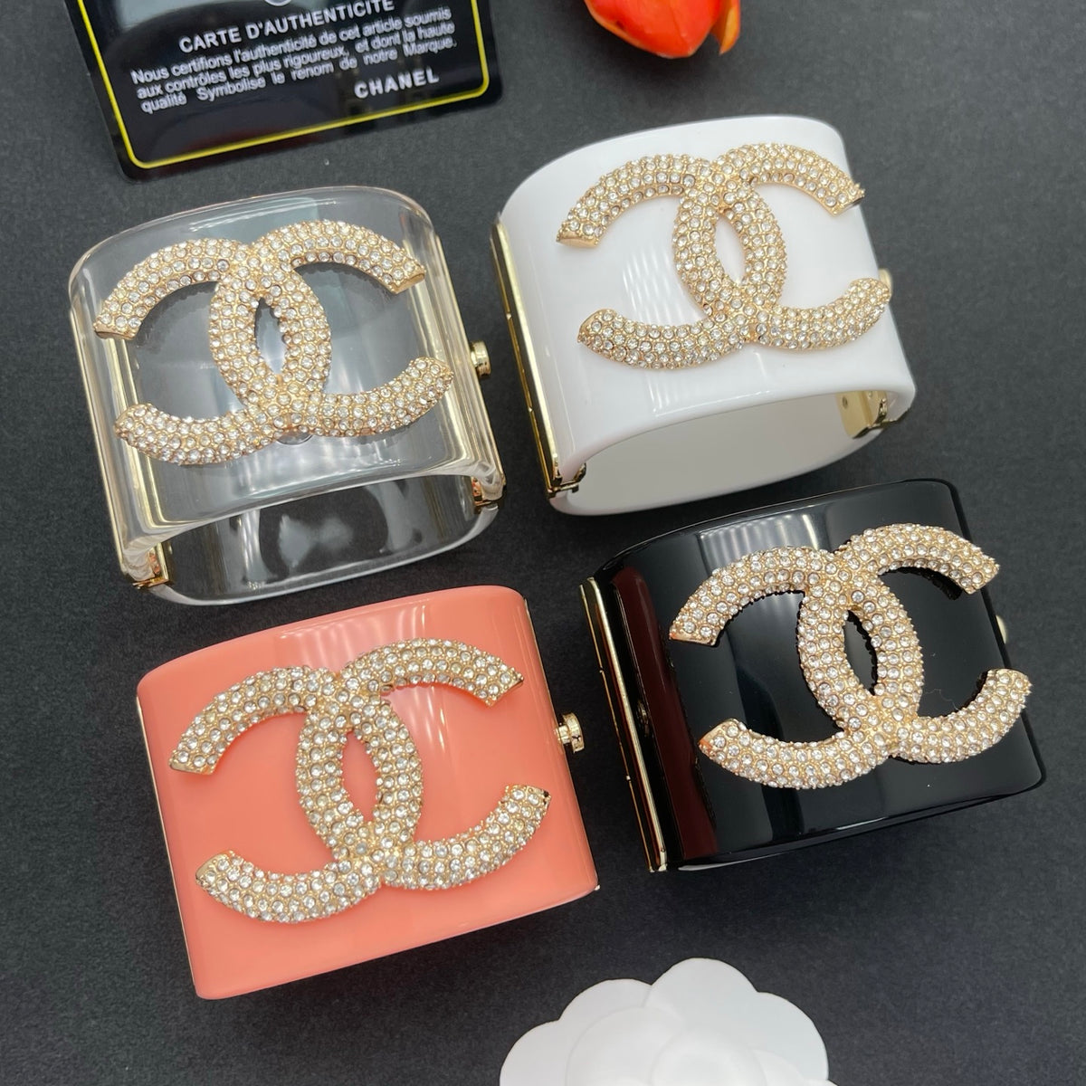 Chanel style acrylic resin bracelets - product photo 8