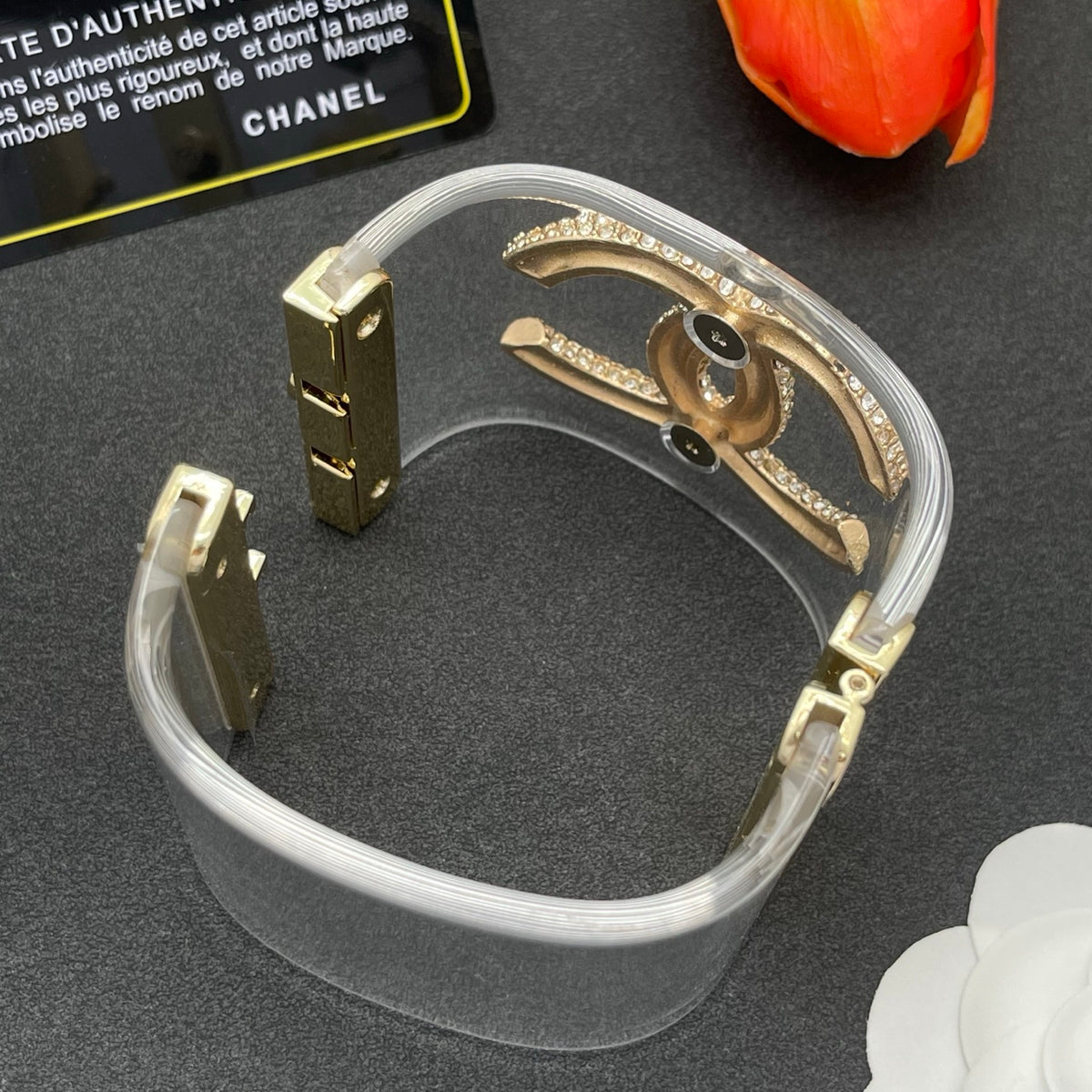 Chanel style acrylic resin bracelets - product photo 6