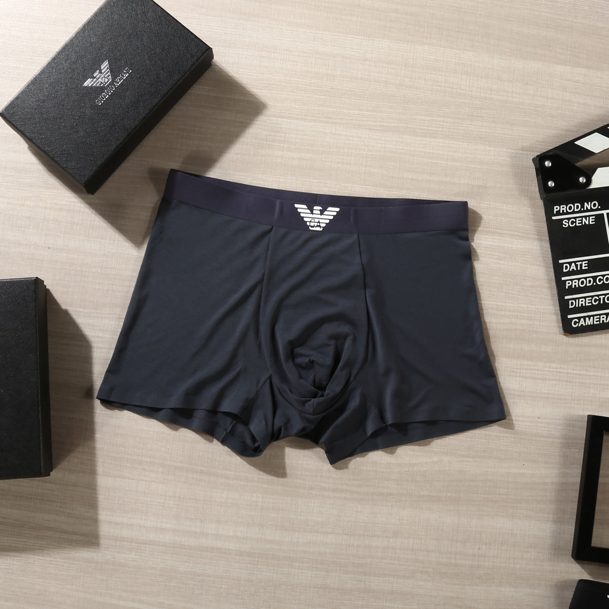 Emporio Armani Black Wing Waist Detail Boxer Briefs, image 8