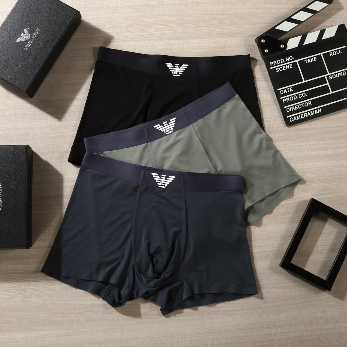 Emporio Armani Black Wing Waist Detail Boxer Briefs, image 4