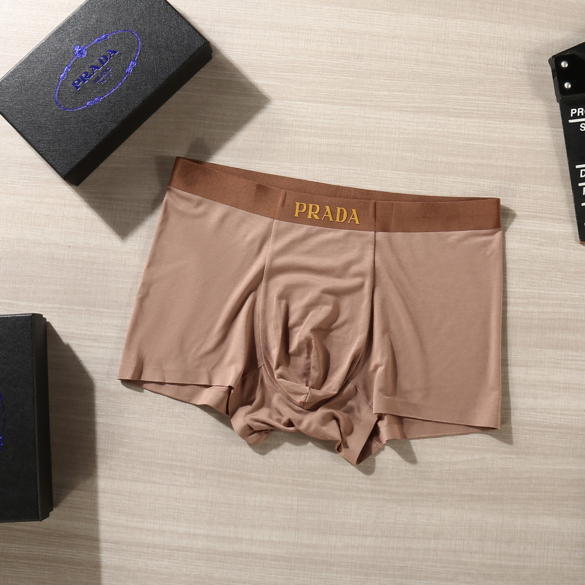 Prada Pale Blue Brown White Broad Waist Boxer Briefs, image 8
