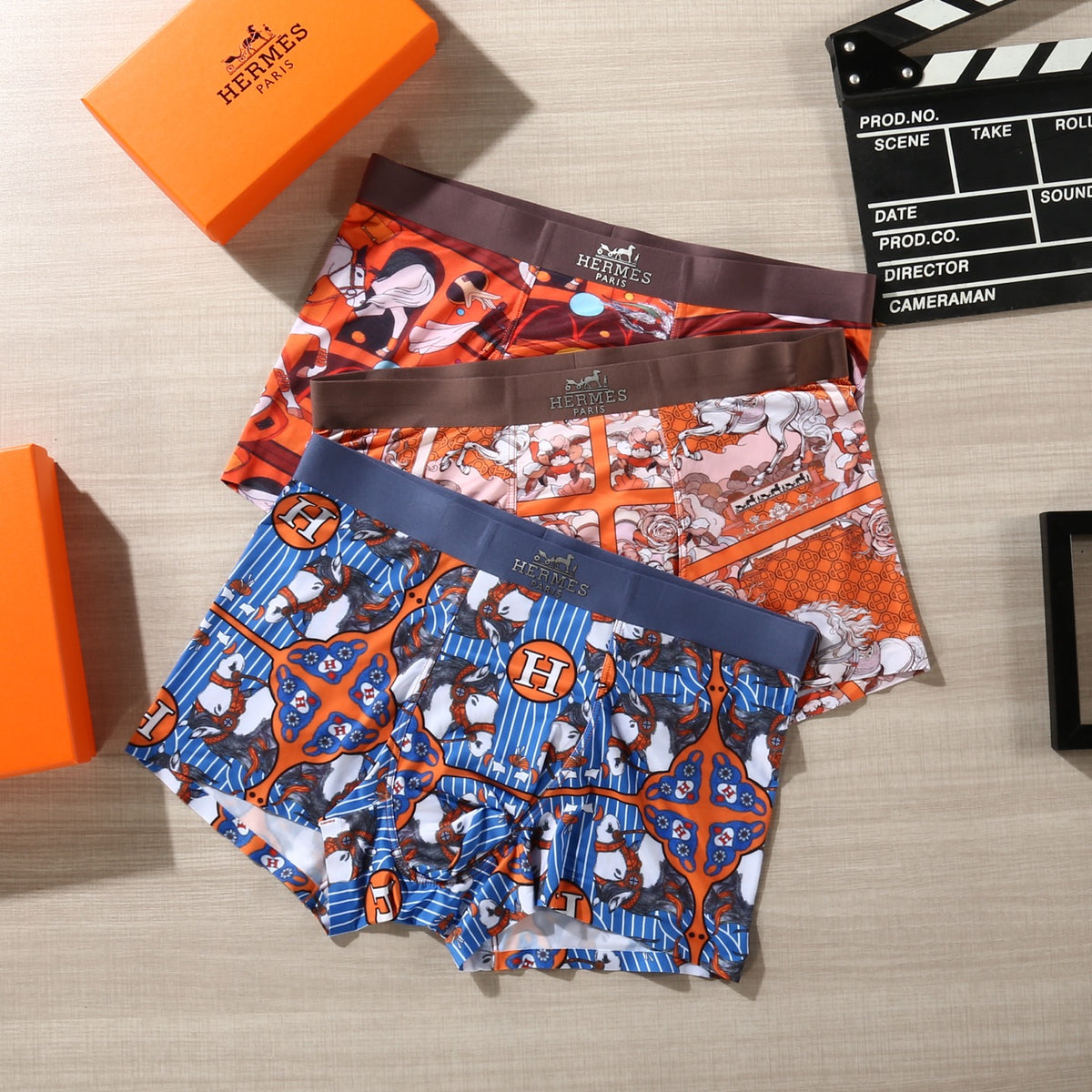 Hermès Bright Red Dense Graphic Print Boxer Briefs, image 3