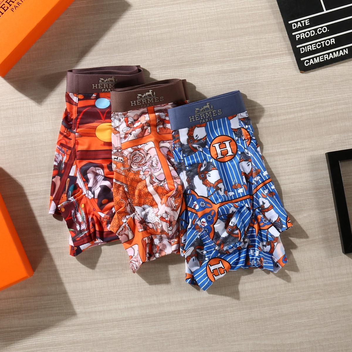 Hermès Bright Red Dense Graphic Print Boxer Briefs, image 5