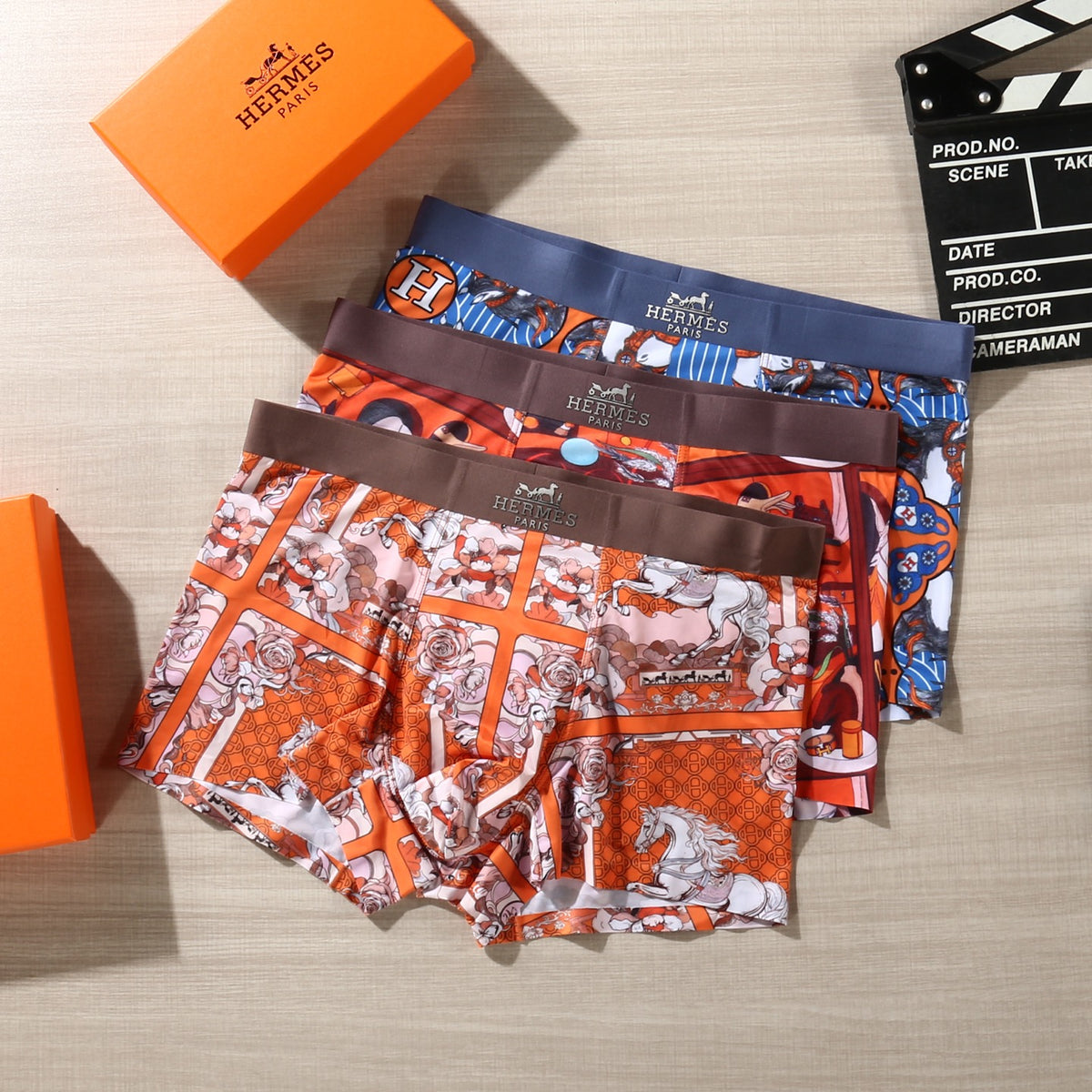 Hermès Bright Red Dense Graphic Print Boxer Briefs, image 2