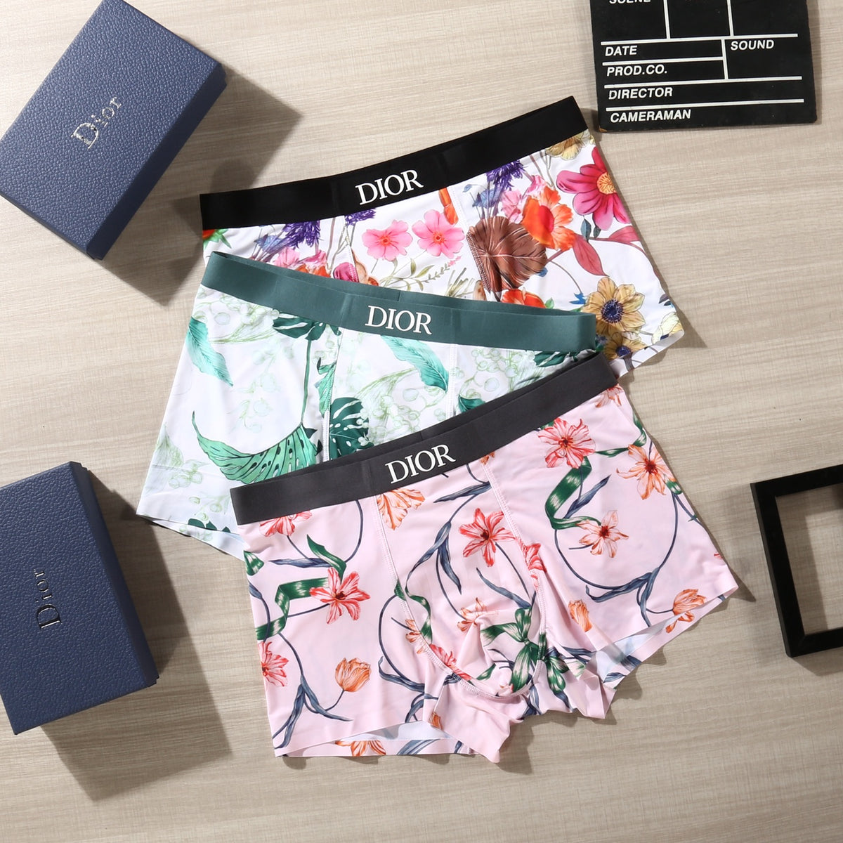 Dior Pink Green White Botanical Print Boxer Briefs, image 4