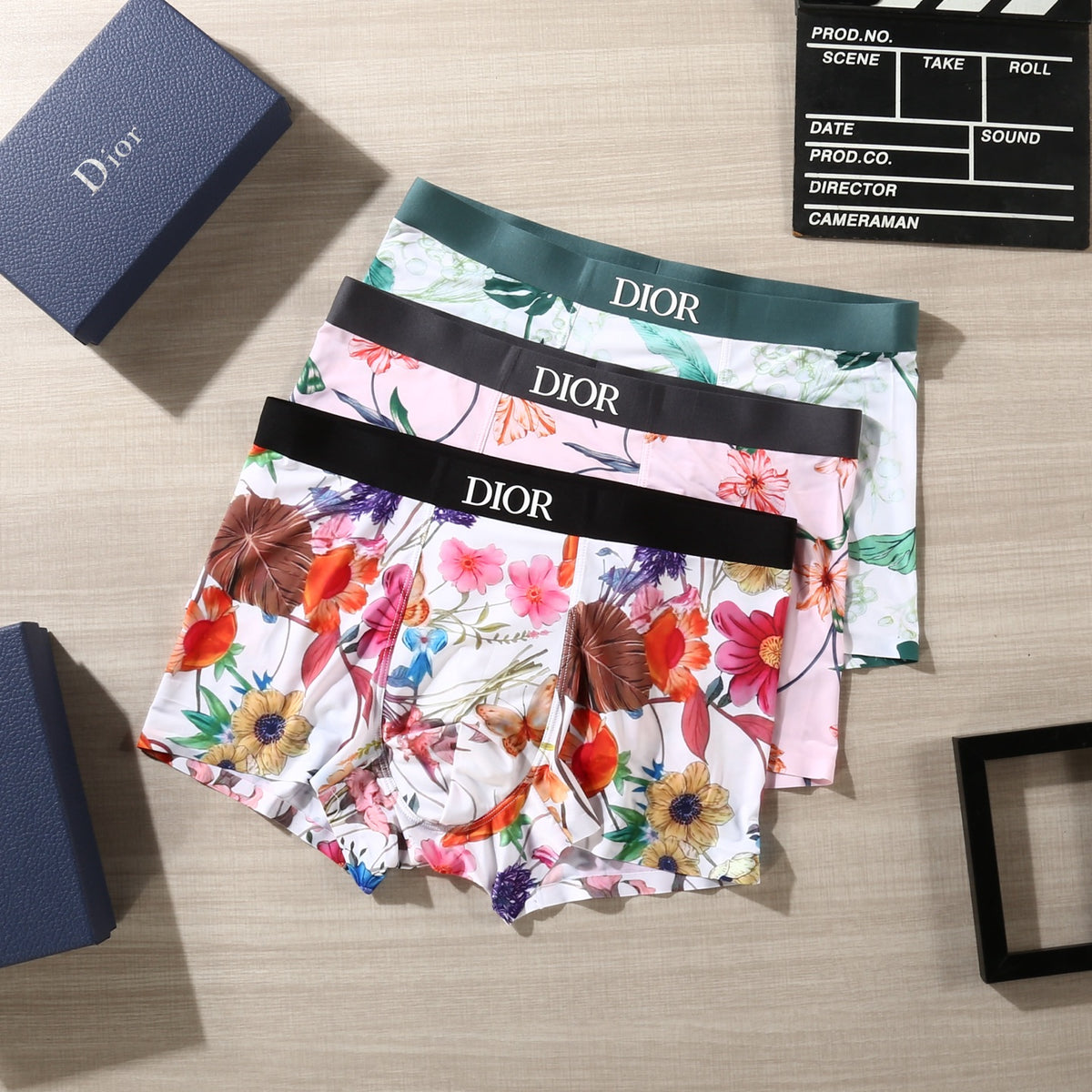 Dior Pink Green White Botanical Print Boxer Briefs, image 2
